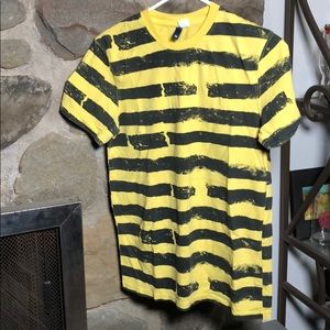 H&M distressed looking Tee yellow w/ black stripes
